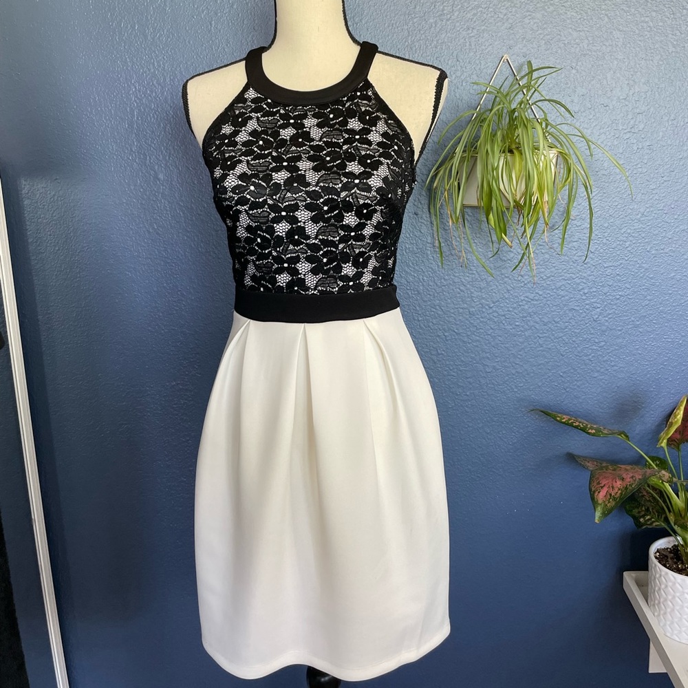 NEW Black lace with white skirt dress - size small